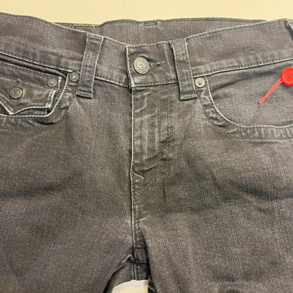 True Religion Jeans Mens 29  Rinse Black Rocco Relaxed Skinny Flap Denim 32"